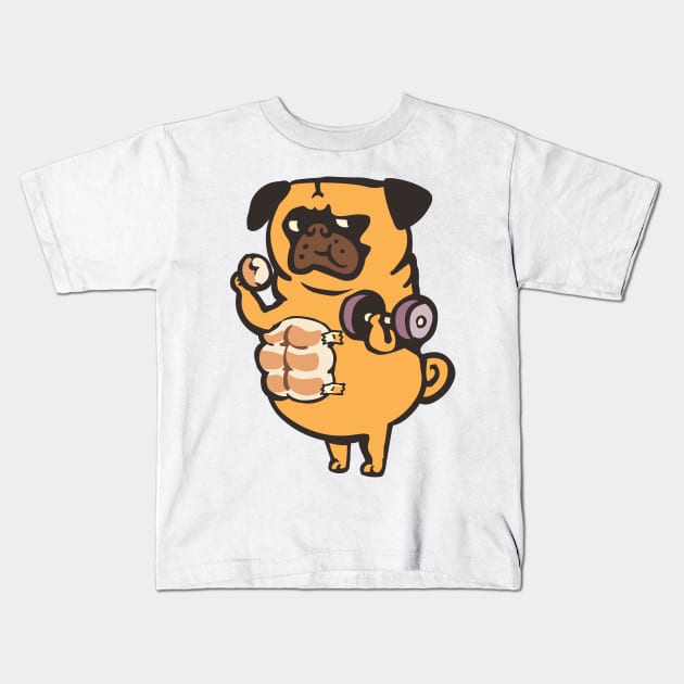 Bread Roll Pug Abs Kids T-Shirt by huebucket